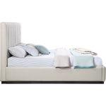 Lucia Linen Textured Fabric Upholstered King Bed in Beige