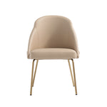 Gracie Vegan Leather Metal Dining Chair in Tan and Gold