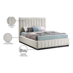 Lucia Linen Textured Fabric Upholstered King Bed in Beige