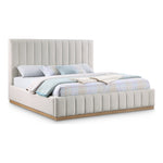 Lucia Linen Textured Fabric Upholstered King Bed in Cream