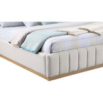 Lucia Linen Textured Fabric Upholstered King Bed in Cream