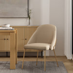 Gracie Vegan Leather Metal Dining Chair in Tan and Gold