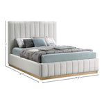 Lucia Linen Textured Fabric Upholstered King Bed in Cream
