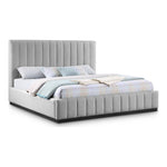 Lucia Linen Textured Fabric Upholstered King Bed in Grey