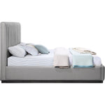 Lucia Linen Textured Fabric Upholstered King Bed in Grey