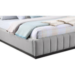 Lucia Linen Textured Fabric Upholstered King Bed in Grey