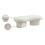 Luka Boucle Fabric Upholstered Bench in Cream