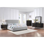 Lucia Linen Textured Fabric Upholstered King Bed in Grey