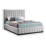 Lucia Linen Textured Fabric Upholstered King Bed in Grey