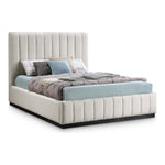 Lucia Linen Textured Fabric Upholstered Queen Bed in Beige