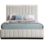 Lucia Linen Textured Fabric Upholstered Queen Bed in Beige