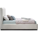 Lucia Linen Textured Fabric Upholstered Queen Bed in Beige