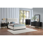 Lucia Linen Textured Fabric Upholstered Queen Bed in Beige