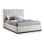 Lucia Linen Textured Fabric Upholstered Queen Bed in Beige