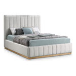 Lucia Linen Textured Fabric Upholstered Queen Bed in Cream