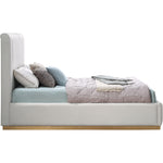 Lucia Linen Textured Fabric Upholstered Queen Bed in Cream