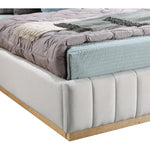 Lucia Linen Textured Fabric Upholstered Queen Bed in Cream