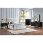 Lucia Linen Textured Fabric Upholstered Queen Bed in Cream
