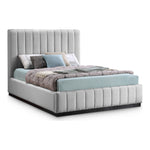 Lucia Linen Textured Fabric Upholstered Queen Bed in Grey