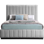 Lucia Linen Textured Fabric Upholstered Queen Bed in Grey