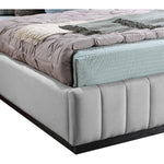 Lucia Linen Textured Fabric Upholstered Queen Bed in Grey