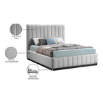 Lucia Linen Textured Fabric Upholstered Queen Bed in Grey