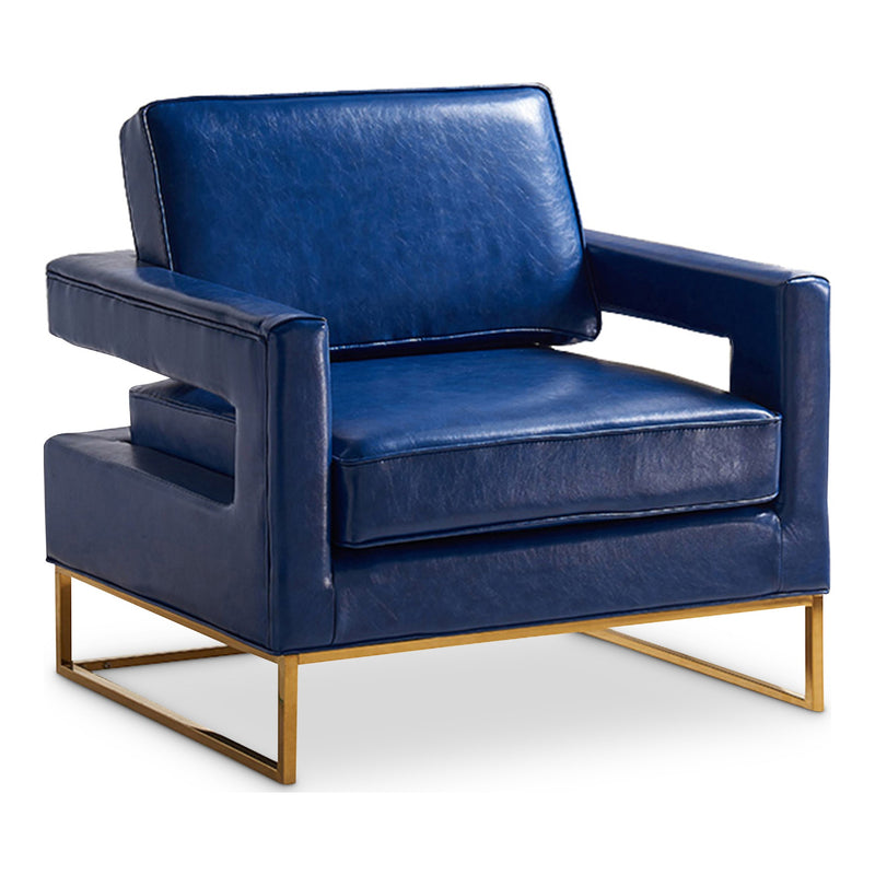 Amelia Vegan Leather Upholstered Accent Chair in Navy