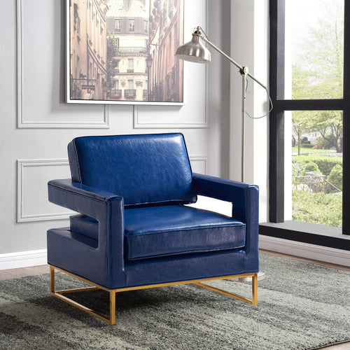 Amelia Vegan Leather Upholstered Accent Chair in Navy