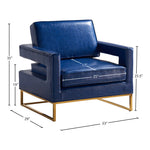 Amelia Vegan Leather Upholstered Accent Chair in Navy