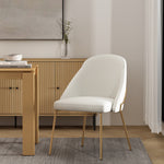 Gracie Vegan Leather Metal Dining Chair in White and Gold