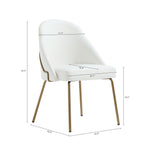 Gracie Vegan Leather Metal Dining Chair in White and Gold