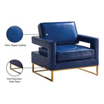 Amelia Vegan Leather Upholstered Accent Chair in Navy