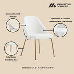 Gracie Vegan Leather Metal Dining Chair in White and Gold