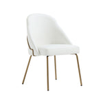 Gracie Vegan Leather Metal Dining Chair in White and Gold