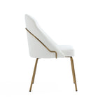 Gracie Vegan Leather Metal Dining Chair in White and Gold