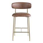 Lupita Vegan Leather Upholstered Counter Stool in Brown