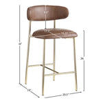 Lupita Vegan Leather Upholstered Counter Stool in Brown