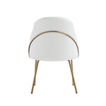 Gracie Vegan Leather Metal Dining Chair in White and Gold