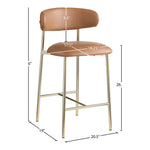 Lupita Vegan Leather Upholstered Counter Stool in Cognac