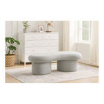Luka Boucle Fabric Upholstered Bench in Grey