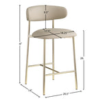 Lupita Vegan Leather Upholstered Counter Stool in Taupe