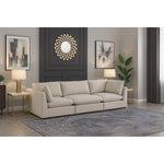 Mackenzie 120" Linen Textured Fabric Upholstered 3pc. Modular Sofa in Beige