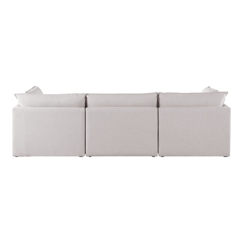 Mackenzie 120" Linen Textured Fabric Upholstered 3pc. Modular Sofa in Beige