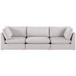 Mackenzie 120" Linen Textured Fabric Upholstered 3pc. Modular Sofa in Beige