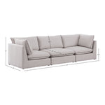 Mackenzie 120" Linen Textured Fabric Upholstered 3pc. Modular Sofa in Beige