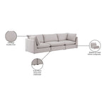 Mackenzie 120" Linen Textured Fabric Upholstered 3pc. Modular Sofa in Beige