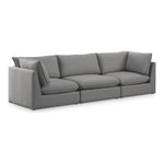 Mackenzie 120" Linen Textured Fabric Upholstered 3pc. Modular Sofa in Grey