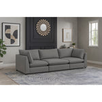 Mackenzie 120" Linen Textured Fabric Upholstered 3pc. Modular Sofa in Grey
