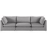 Mackenzie 120" Linen Textured Fabric Upholstered 3pc. Modular Sofa in Grey