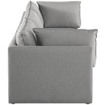 Mackenzie 120" Linen Textured Fabric Upholstered 3pc. Modular Sofa in Grey